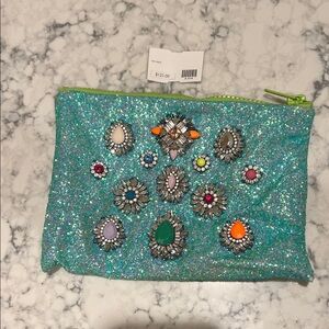 Embellished Blue Clutch Bag
